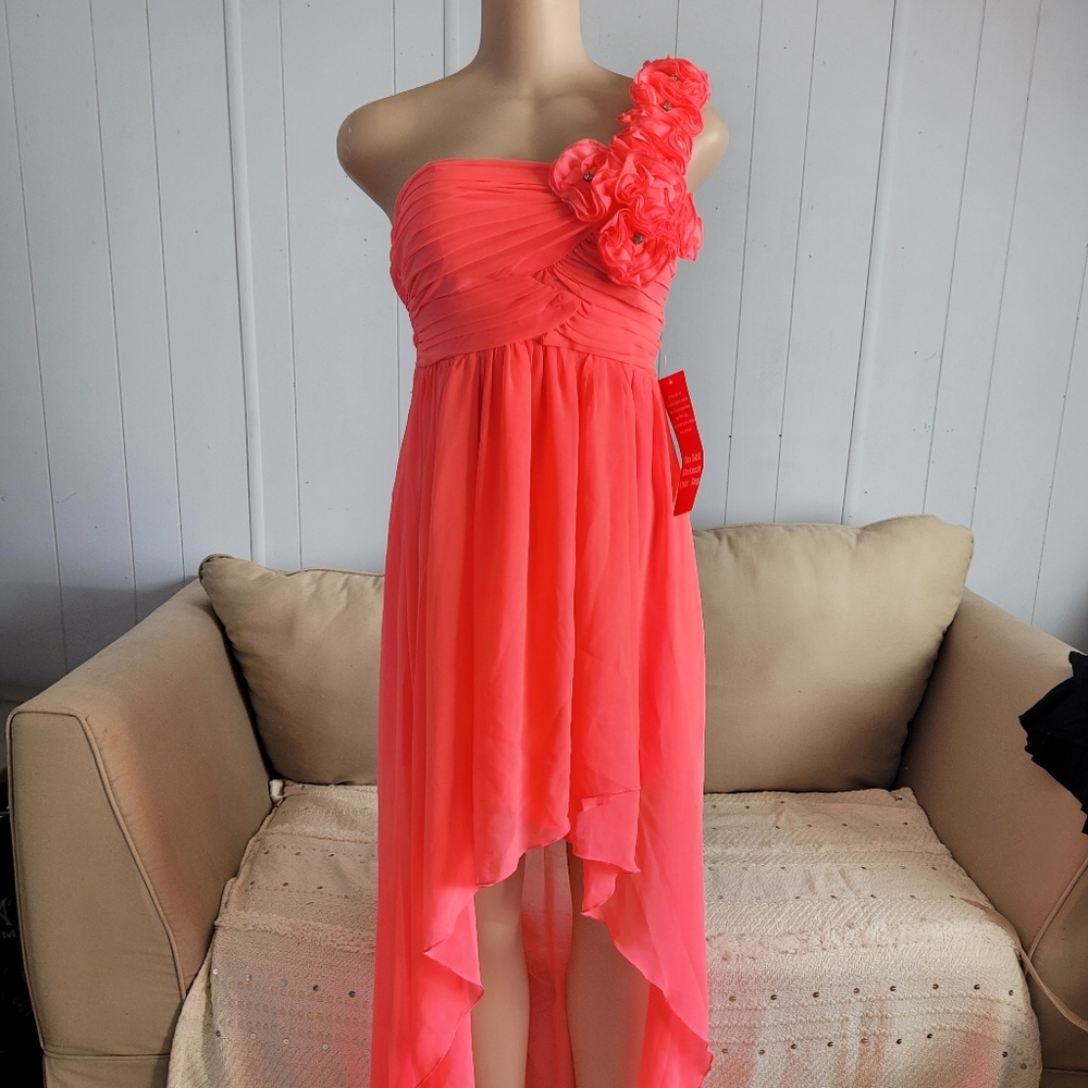 CITY TRIANGLES HI LOW LIGHT PINK CORAL DRESS SIZE 5 - Picture 1 of 4